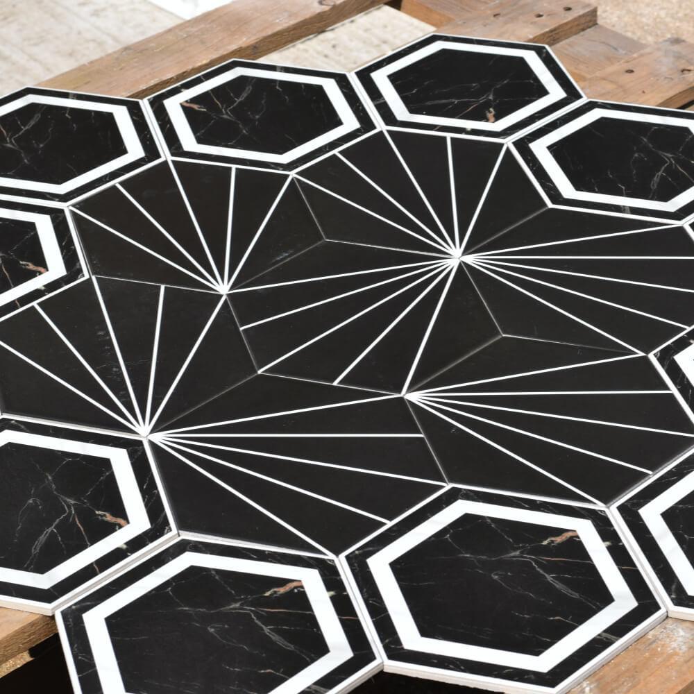 Edison Starburst Hexagon Matt Ceramic 200x230mm Wall and Floor Tile
