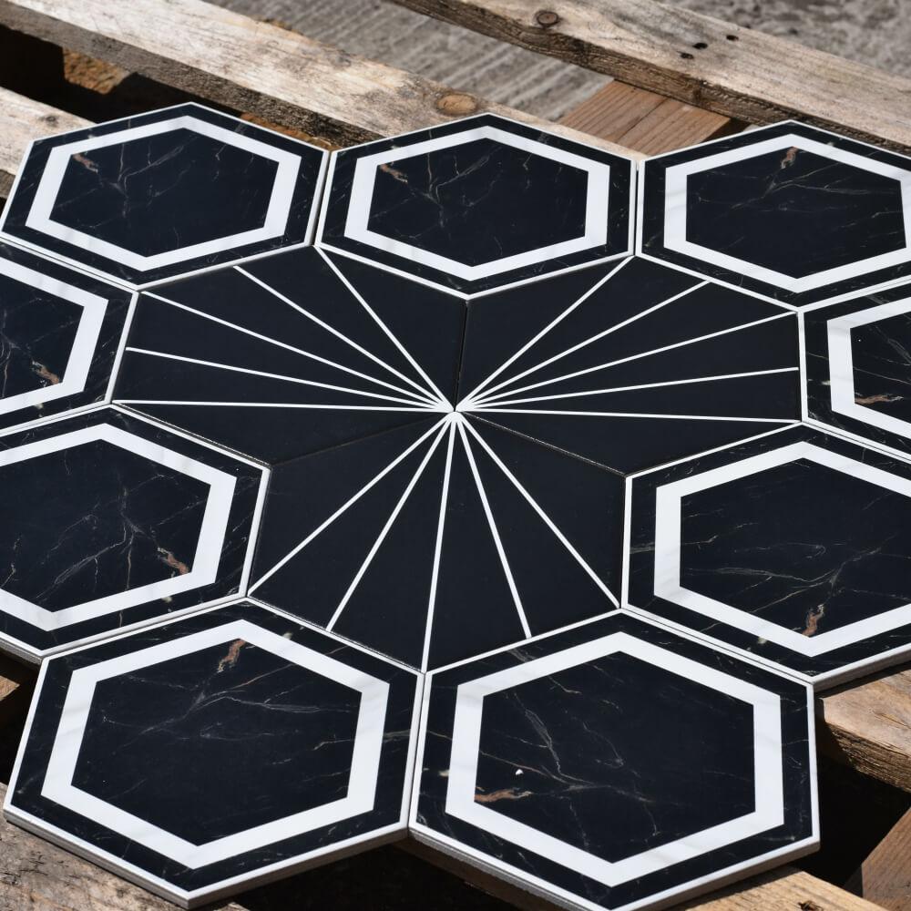 Edison Starburst Hexagon Matt Ceramic 200x230mm Wall and Floor Tile