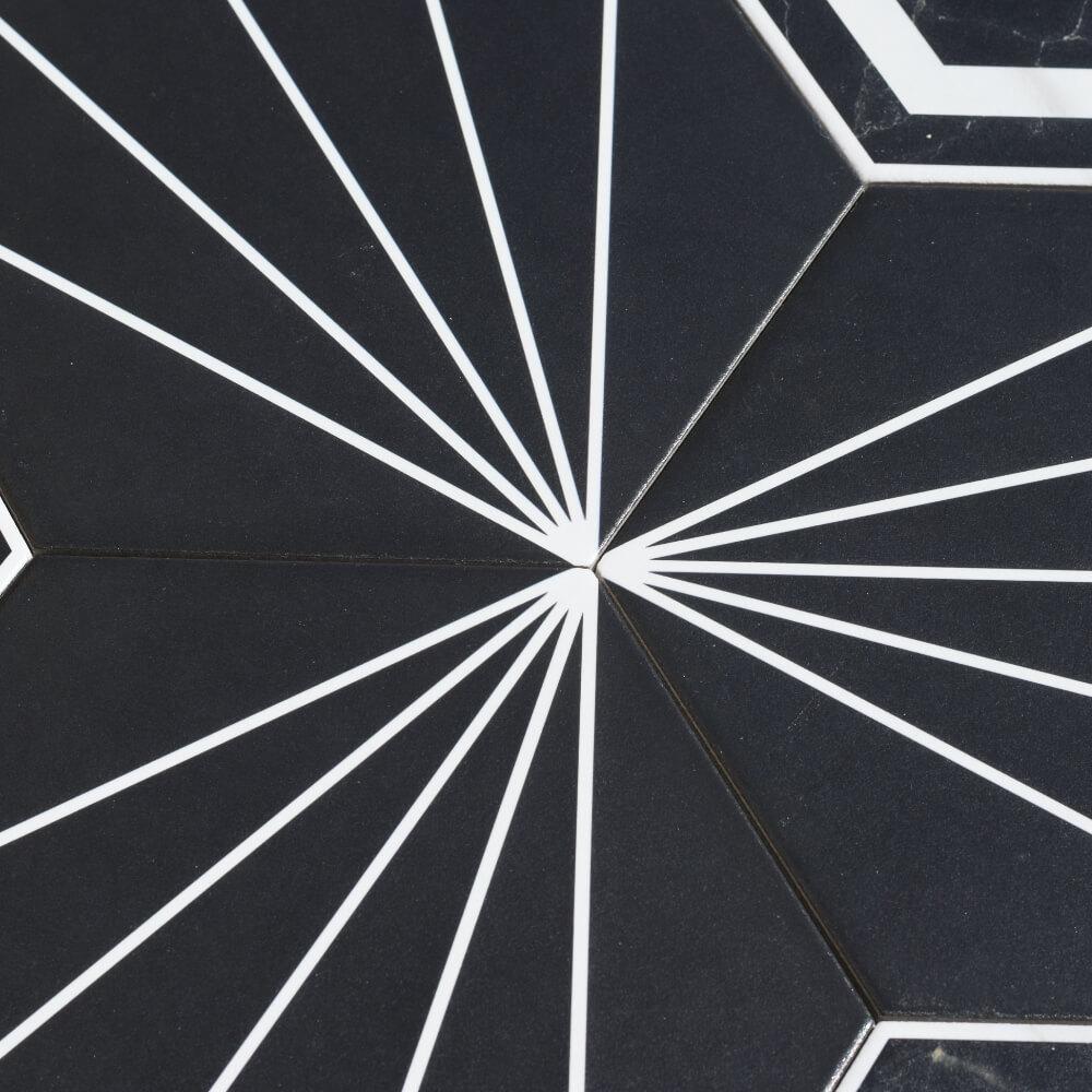 Edison Starburst Hexagon Matt Ceramic 200x230mm Wall and Floor Tile