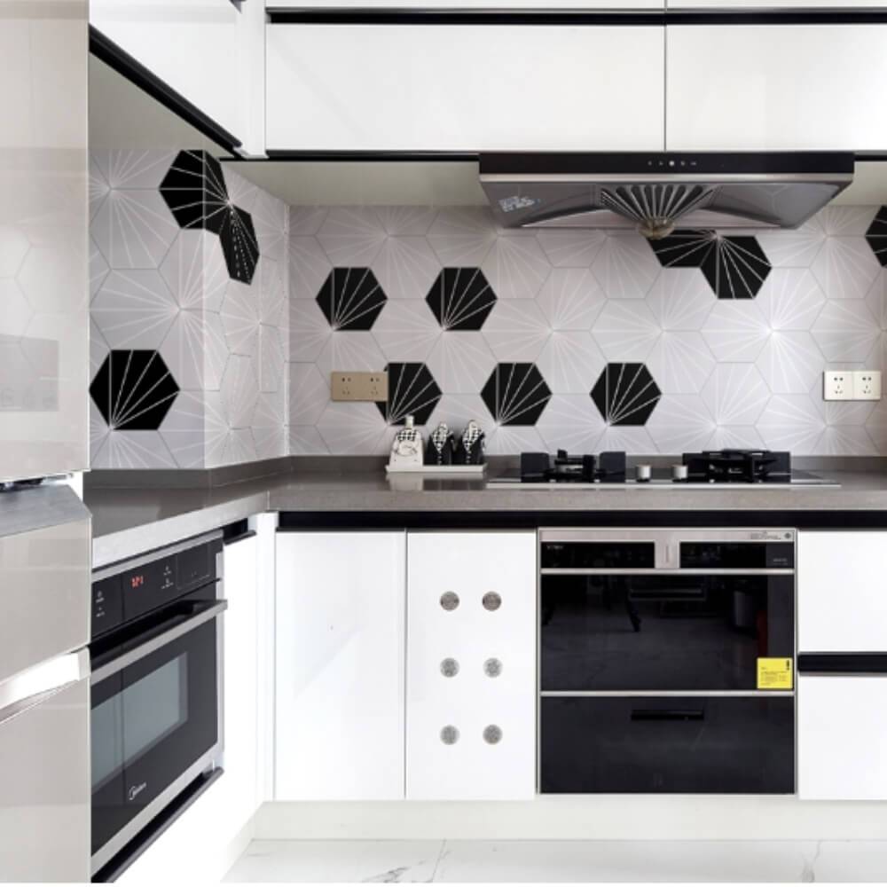 Edison Starburst Hexagon Matt Ceramic 200x230mm Wall and Floor Tile