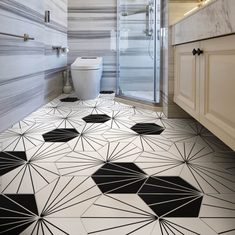Edison Starburst Hexagon Matt Ceramic 200x230mm Wall and Floor Tile