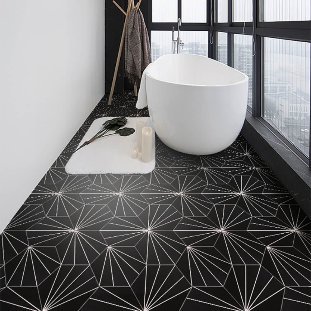 Edison Starburst Hexagon Matt Ceramic 200x230mm Wall and Floor Tile