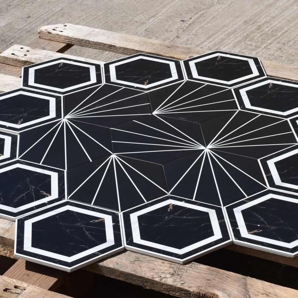 Edison Starburst Hexagon Matt Ceramic 200x230mm Wall and Floor Tile