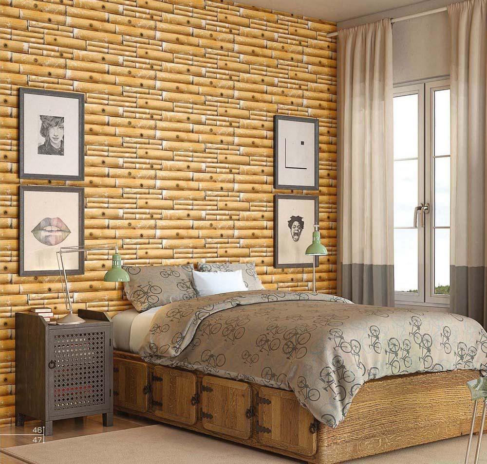 Elmo Yellow Bamboo Split Face Rectified Matt Porcelain 300x600mm Wall Tile