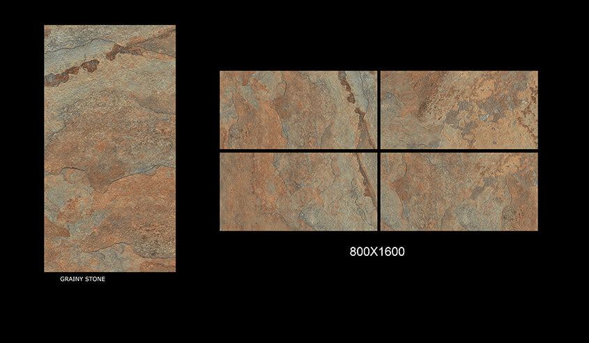 Grainy Stone Rectified Large Format Rustic Matt Stone Effect Porcelain 800x1600mm Floor & Wall Tiles