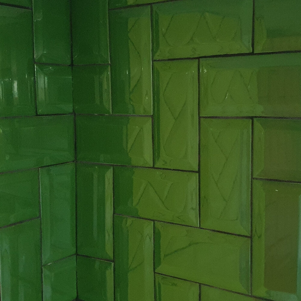 Green Metro Brick Tiles 100x200mm Diamond Decorative Polished Wall Tile