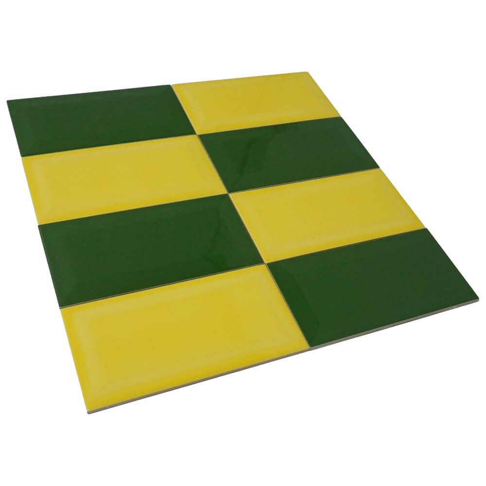 Green Metro Brick Tiles 100x200mm Diamond Decorative Polished Wall Tile