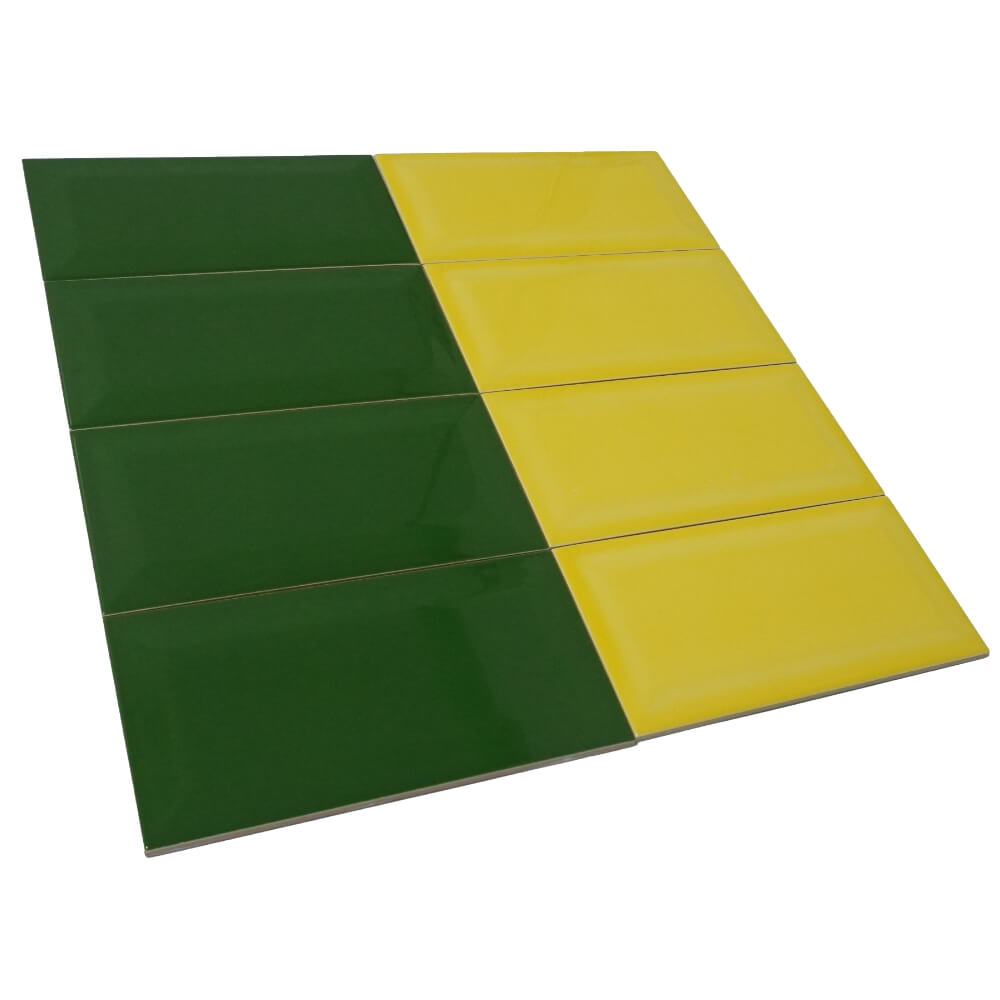 Green Metro Brick Tiles 100x200mm Diamond Decorative Polished Wall Tile