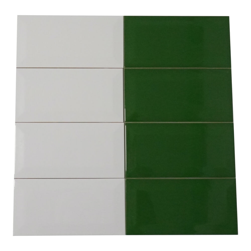 Green Metro Brick Tiles 100x200mm Diamond Decorative Polished Wall Tile