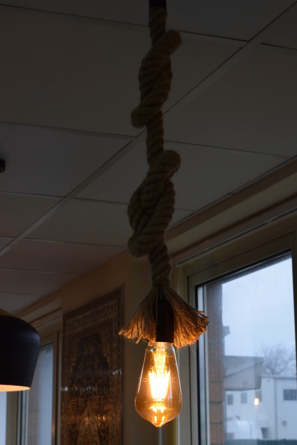 Hemp Rope Single Head Vintage Hanging Ceiling Lamp Pendant LED Light - Decoridea