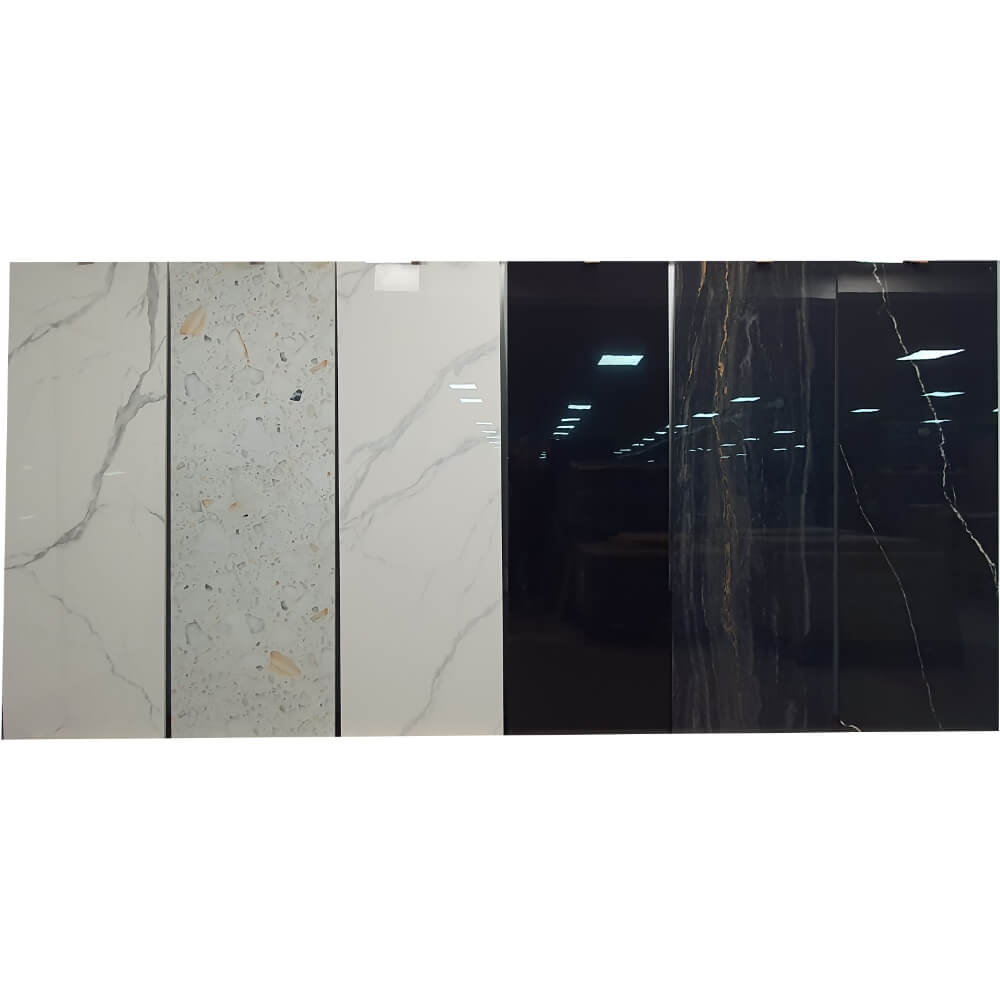 Hematite Black 18mm Rectified Large Format Polished Stone Effect Porcelain Worktop 800x2400mm Tiles