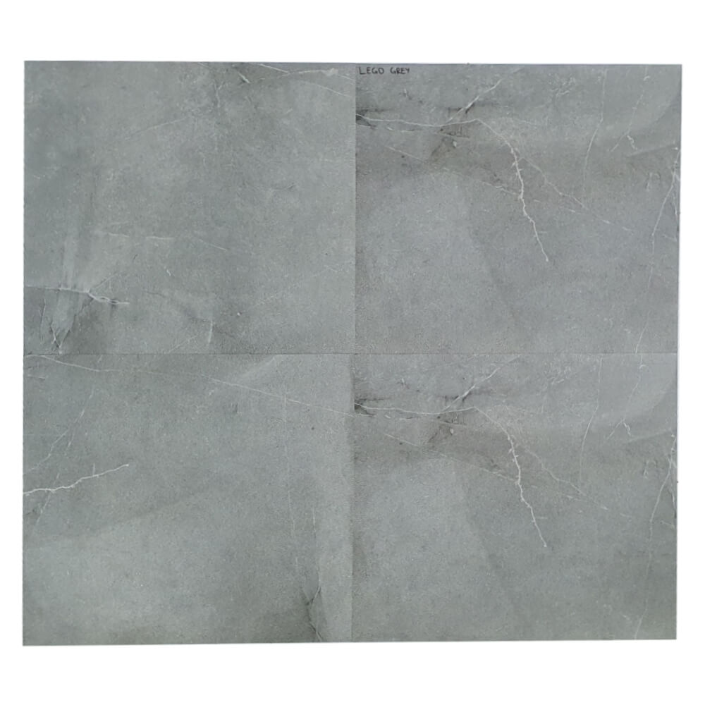 Lego Grey Rectified Polished Stone Effect Porcelain 800x800mm Wall and Floor Tiles