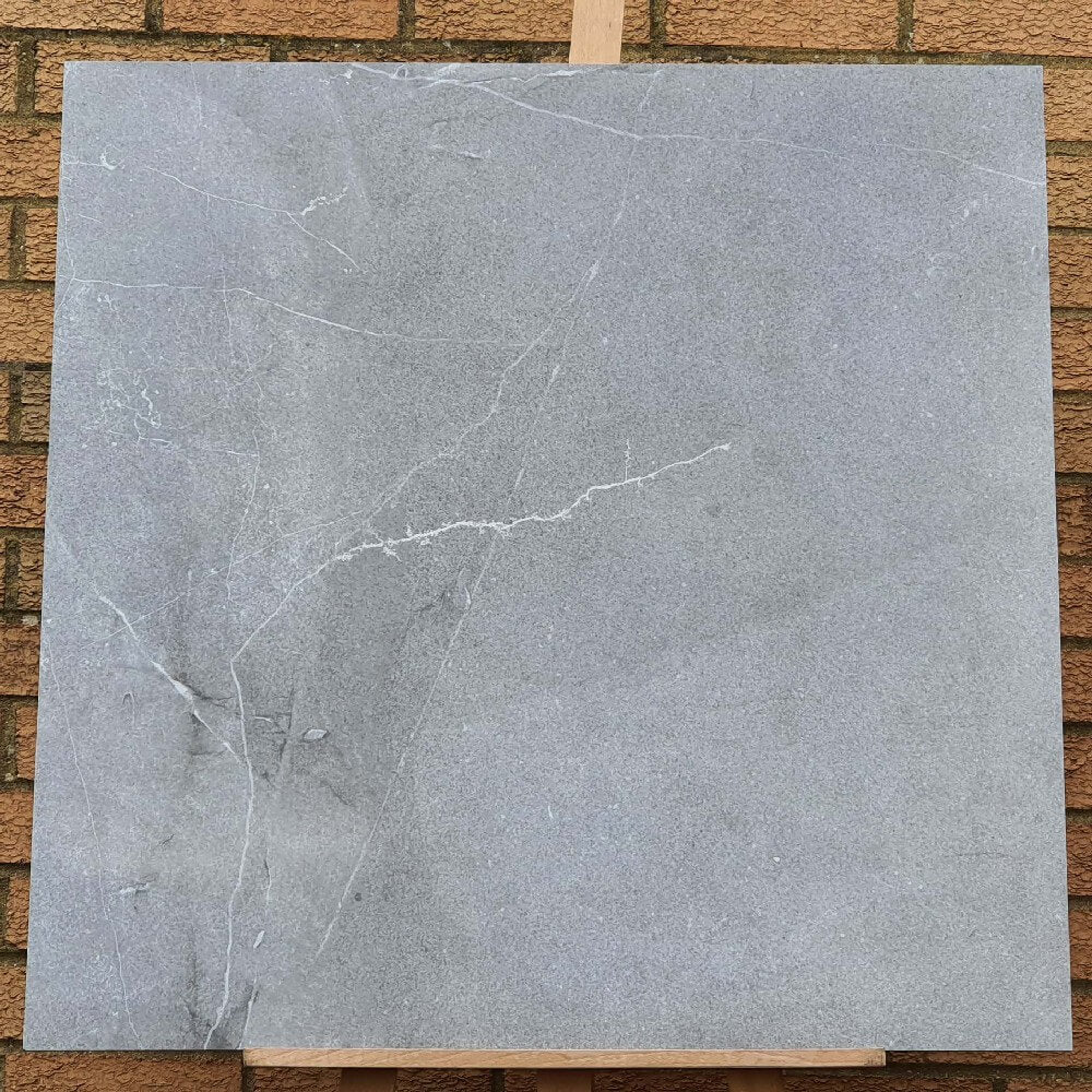Lego Grey Rectified Polished Stone Effect Porcelain 800x800mm Wall and Floor Tiles