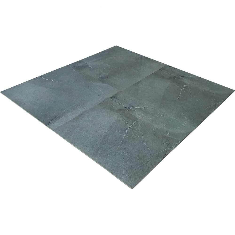 Lego Grey Rectified Polished Stone Effect Porcelain 800x800mm Wall and Floor Tiles