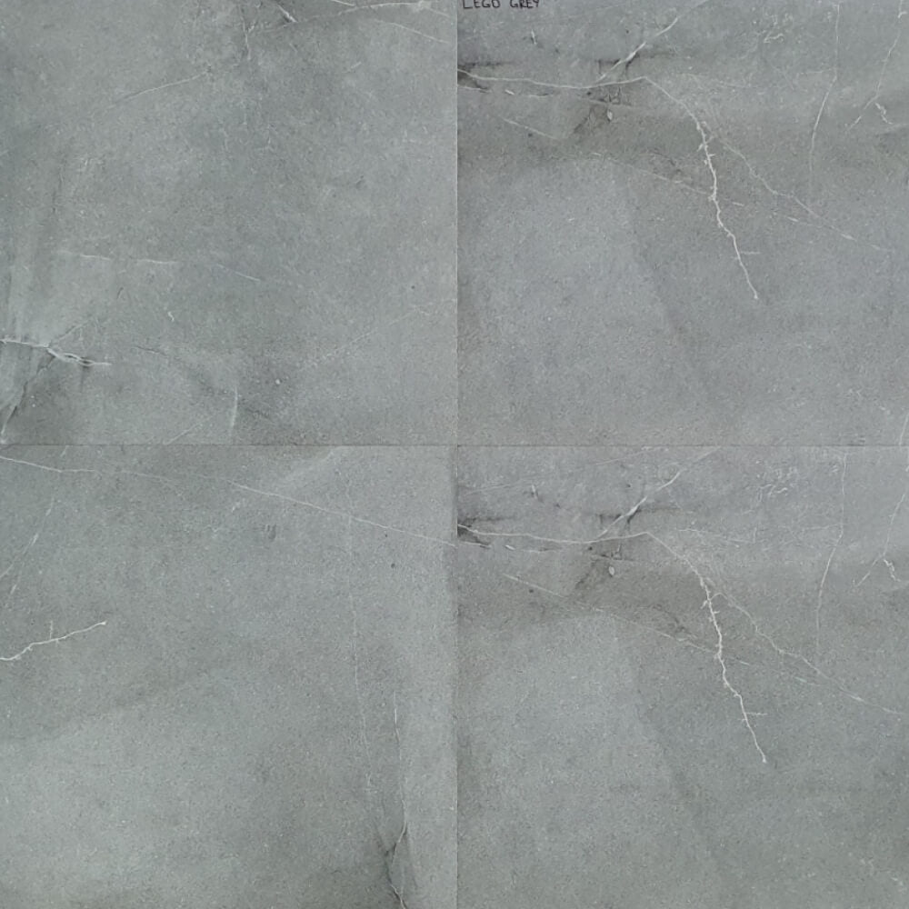 Lego Grey Rectified Polished Stone Effect Porcelain 800x800mm Wall and Floor Tiles
