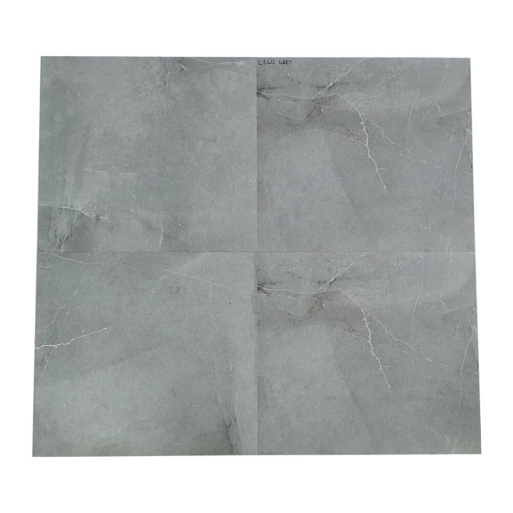 Lego Grey Rectified Polished Stone Effect Porcelain 800x800mm Wall and Floor Tiles