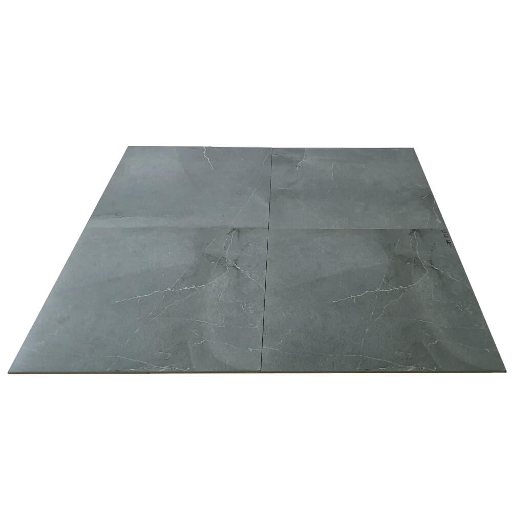 Lego Grey Rectified Polished Stone Effect Porcelain 800x800mm Wall and Floor Tiles