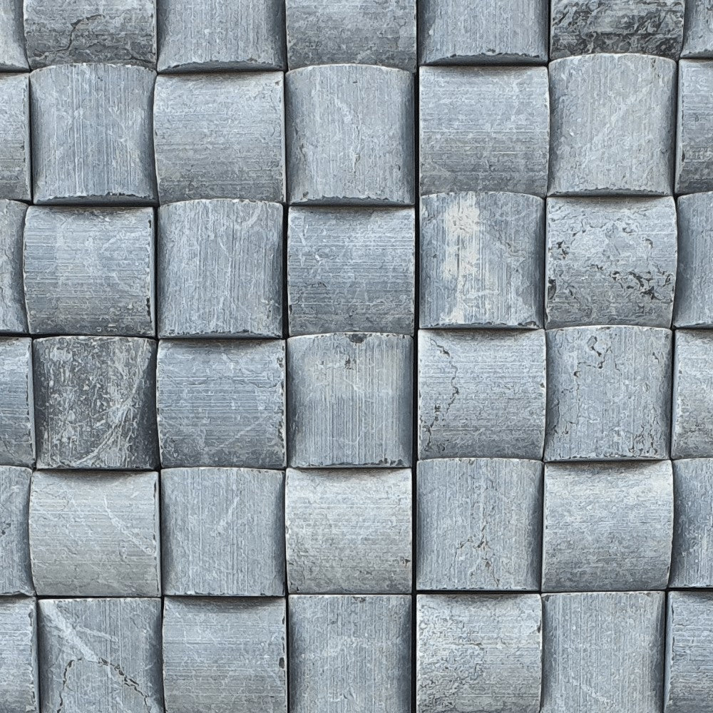 M14 Chain Black Travertine Split Face 300x300mm Matt Decorative Wall Tile