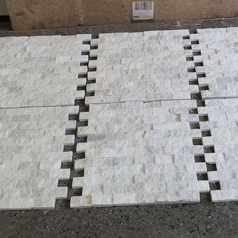 M23 White Marble Split Face 300x300mm Matt Decorative Wall Tile