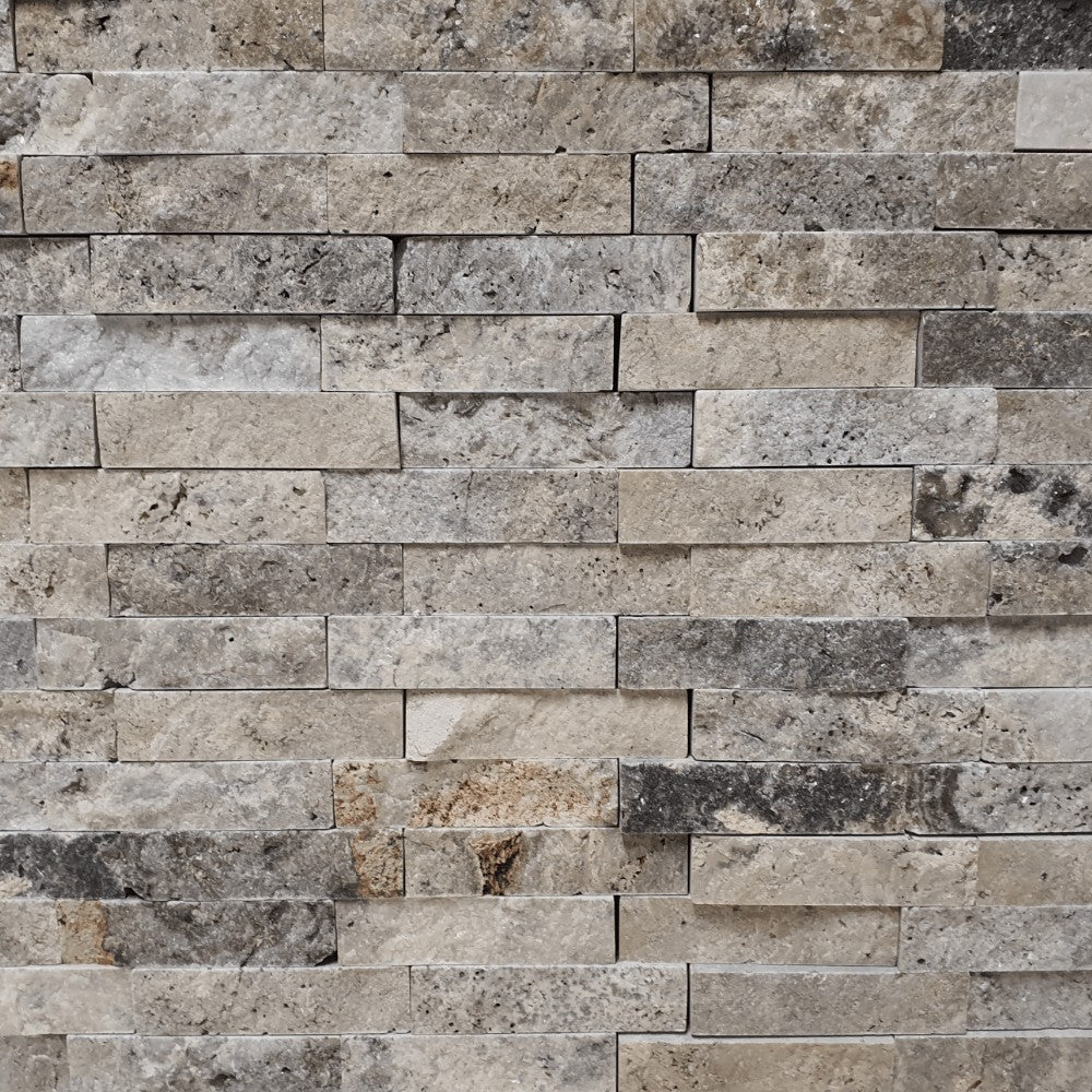 M6 Silver Romeo Travertine Split Face 300x300mm Matt Decorative Wall Tile