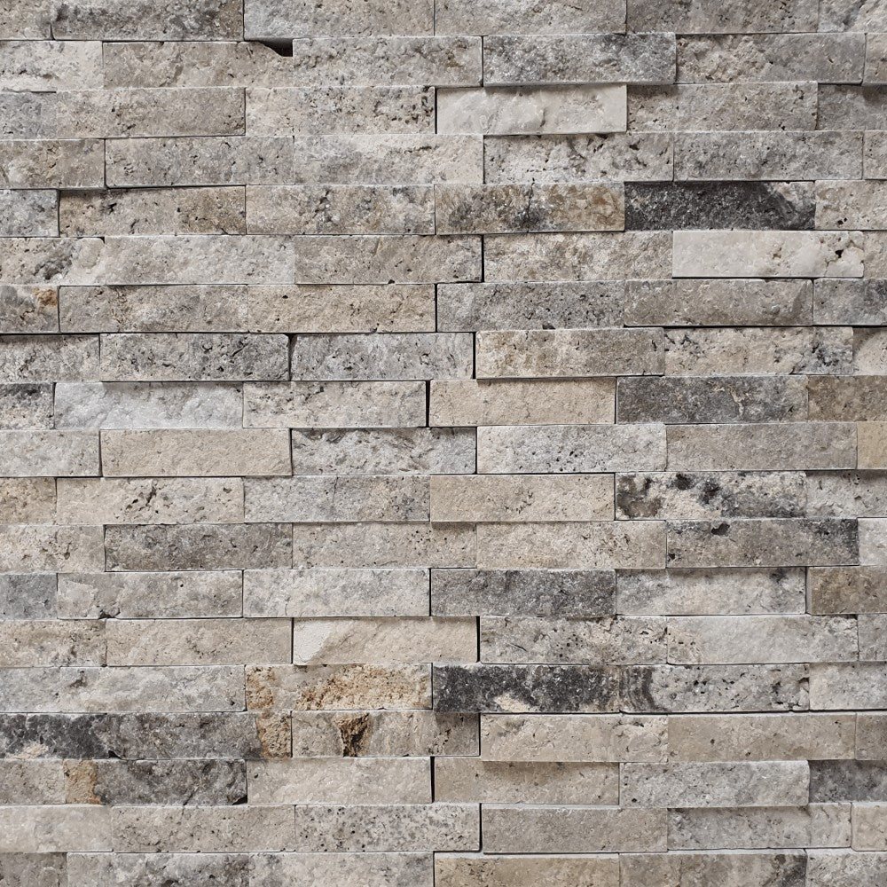 M6 Silver Romeo Travertine Split Face 300x300mm Matt Decorative Wall Tile