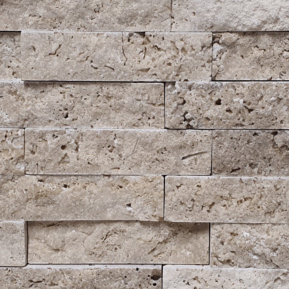 M7 Beige Romeo Travertine Split Face 300x300mm Matt Decorative Wall Tile