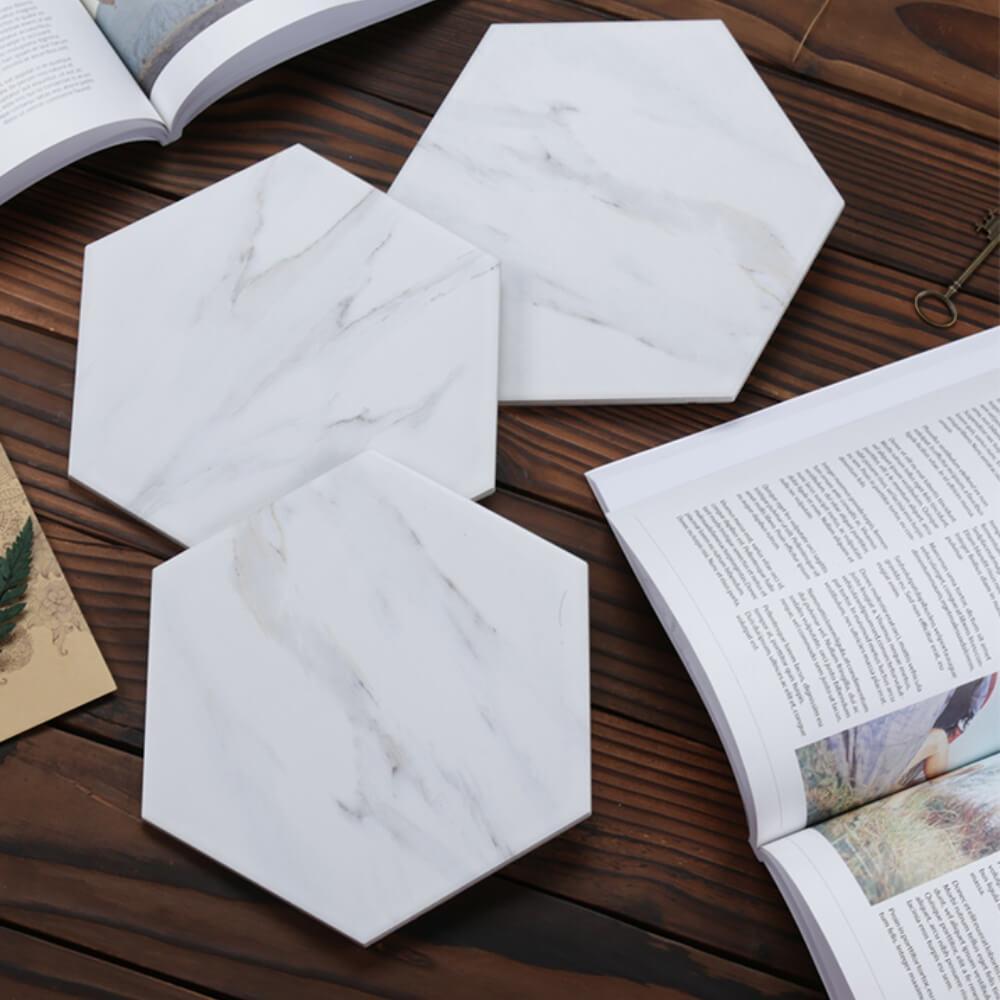Marmara White Hexagon Matt Ceramic 200x230mm Wall and Floor Tile