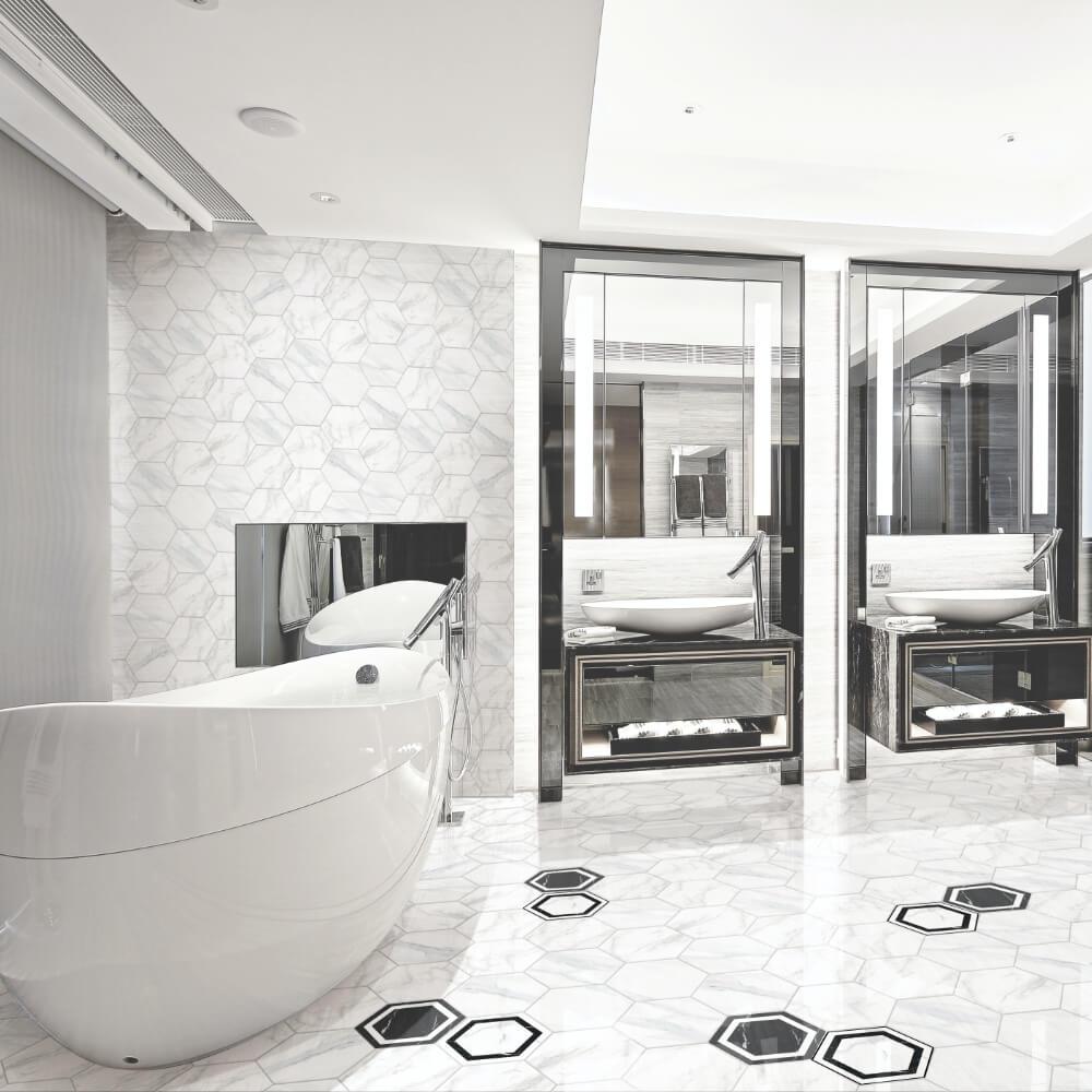 Marmara White Hexagon Matt Ceramic 200x230mm Wall and Floor Tile