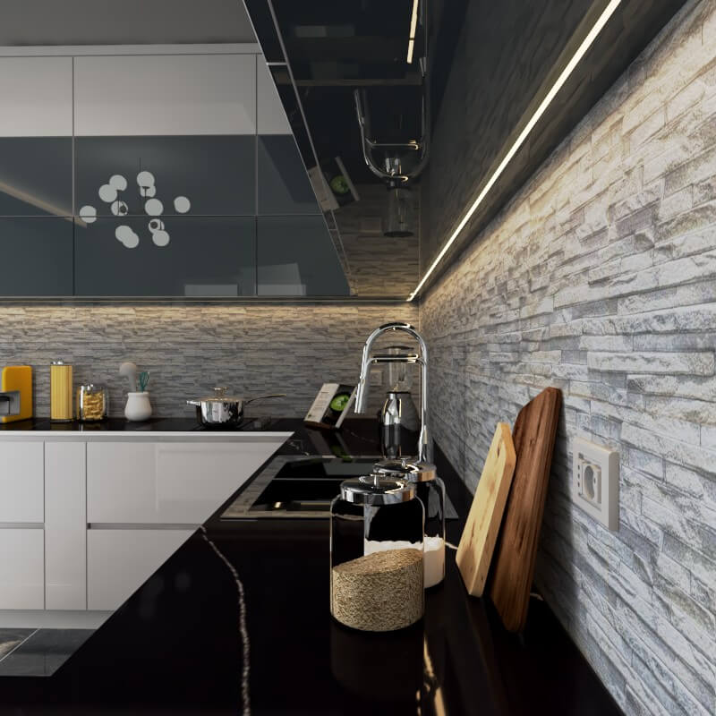 Marquina 18mm Rectified Large Format Polished Stone Effect Porcelain Worktop 800x2400mm Tiles