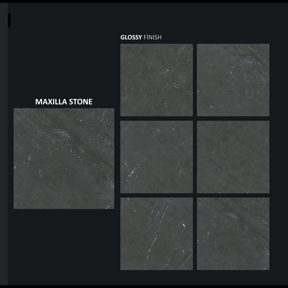 Maxila Stone Rectified Glossy Stone Effect Porcelain 800x800mm Wall and Floor Tiles