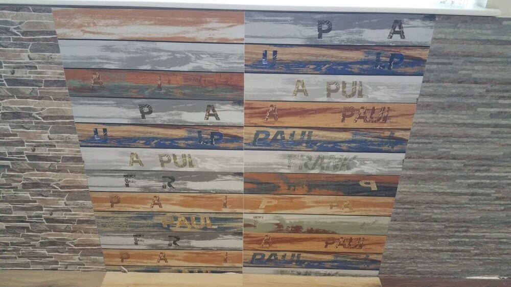 Names Written on Split Face 300x600mm Rectified Matt Ceramic Decorative Wall Tile