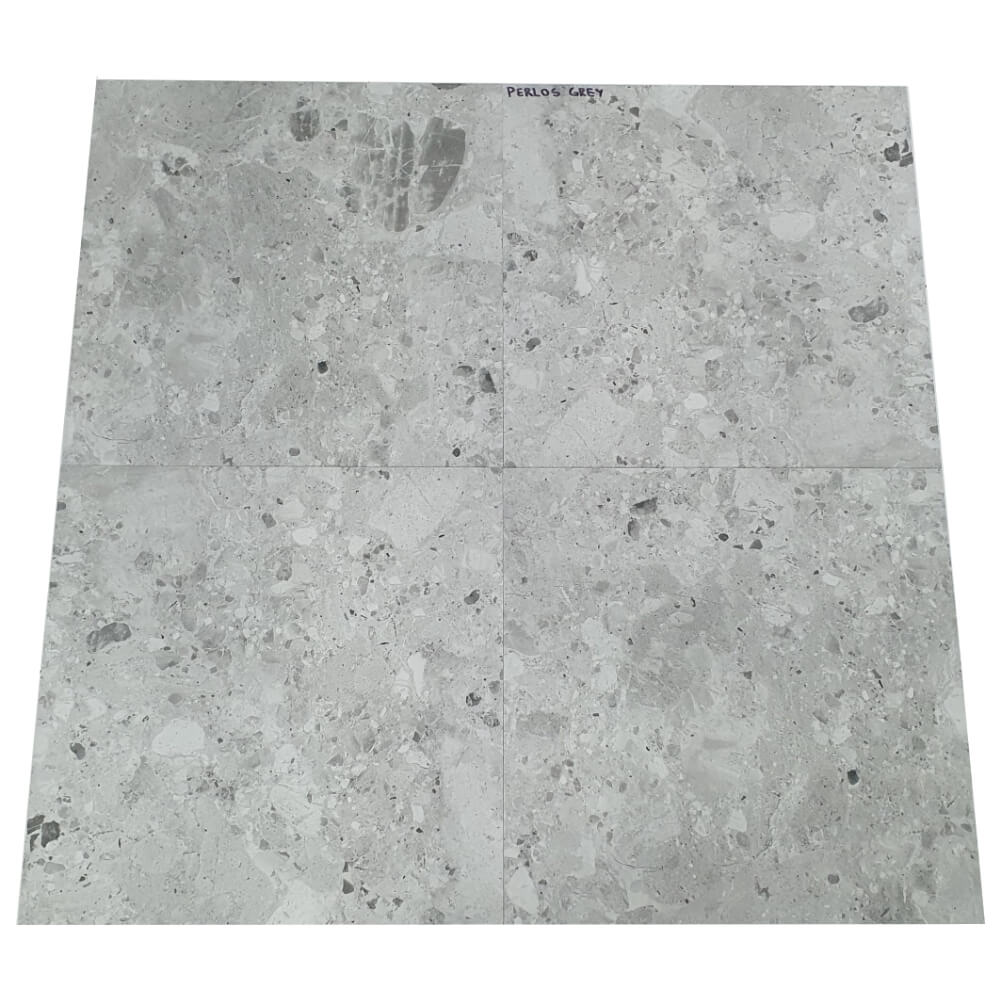 Perlos Grey Rectified Matt Stone Effect Porcelain 800x800mm Wall and Floor Tiles