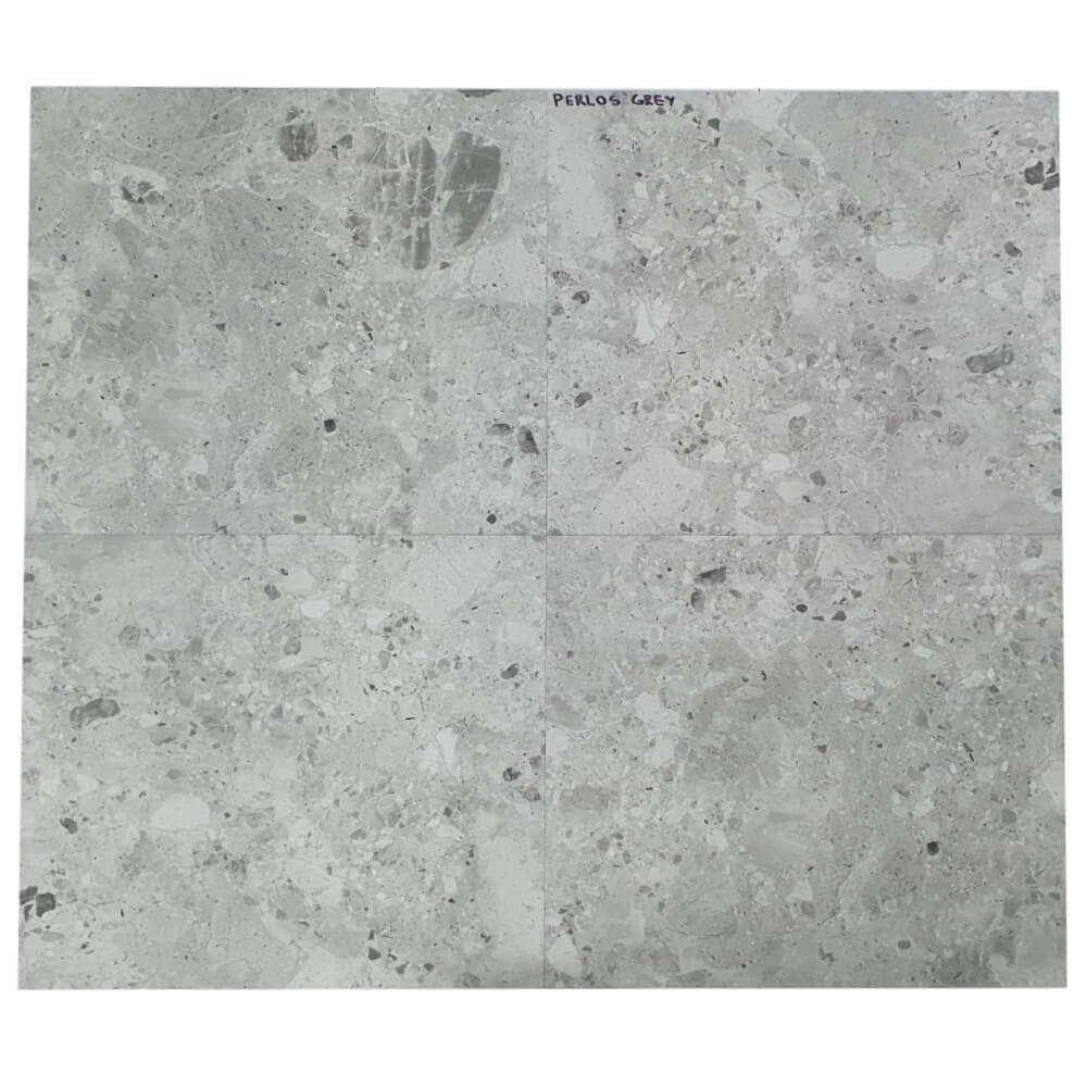 Perlos Grey Rectified Matt Stone Effect Porcelain 800x800mm Wall and Floor Tiles