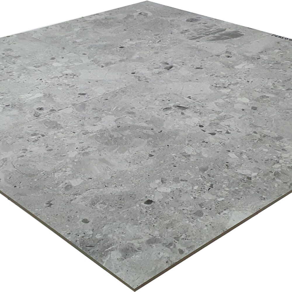 Perlos Grey Rectified Matt Stone Effect Porcelain 800x800mm Wall and Floor Tiles