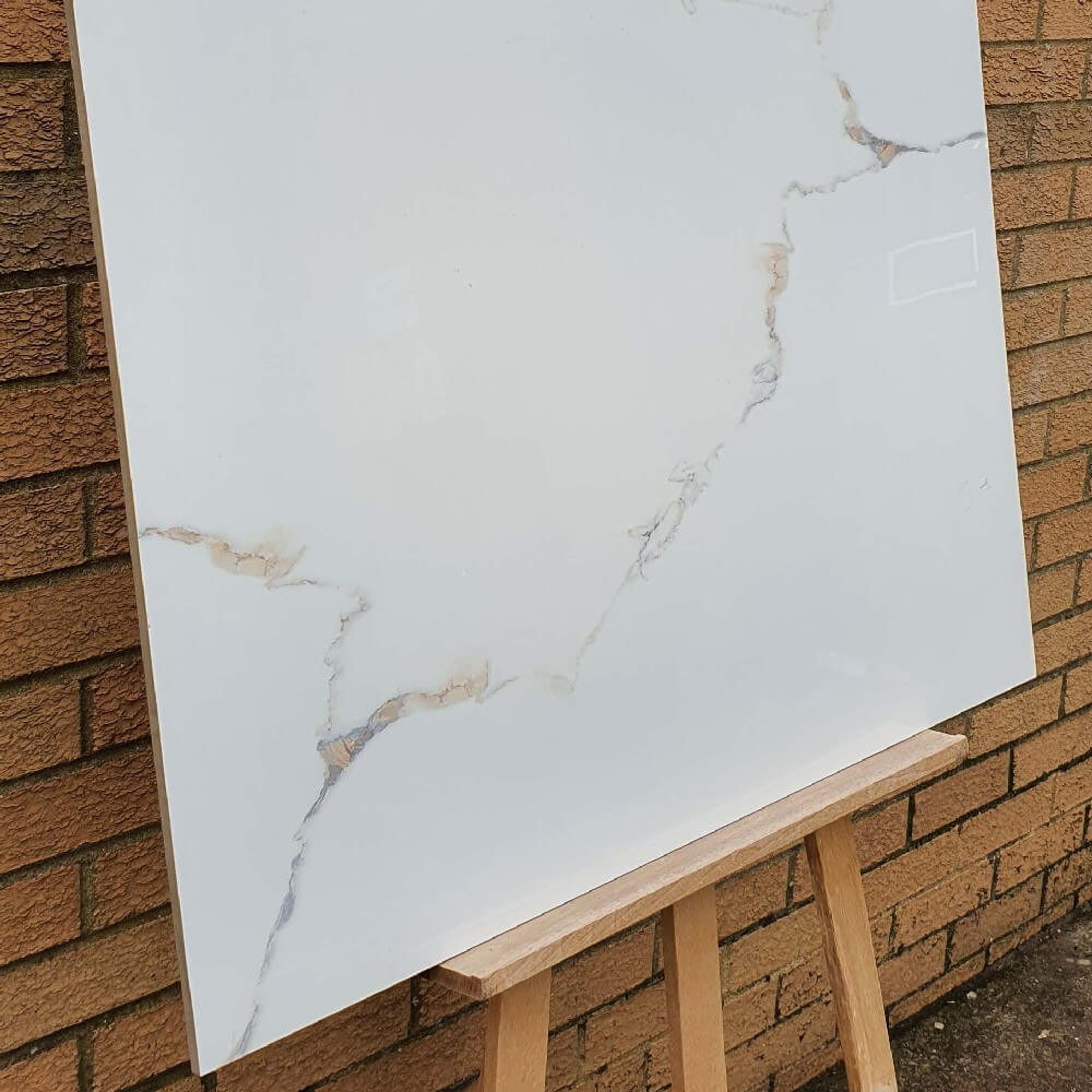 Satuario Classic Crema Rectified Polished Stone Effect Porcelain 800x800mm Wall and Floor Tiles