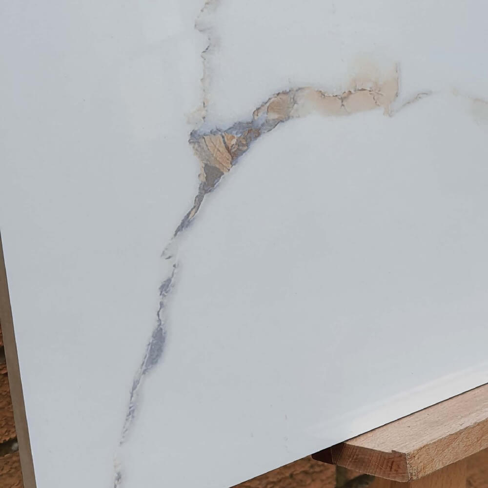 Satuario Classic Crema Rectified Polished Stone Effect Porcelain 800x800mm Wall and Floor Tiles