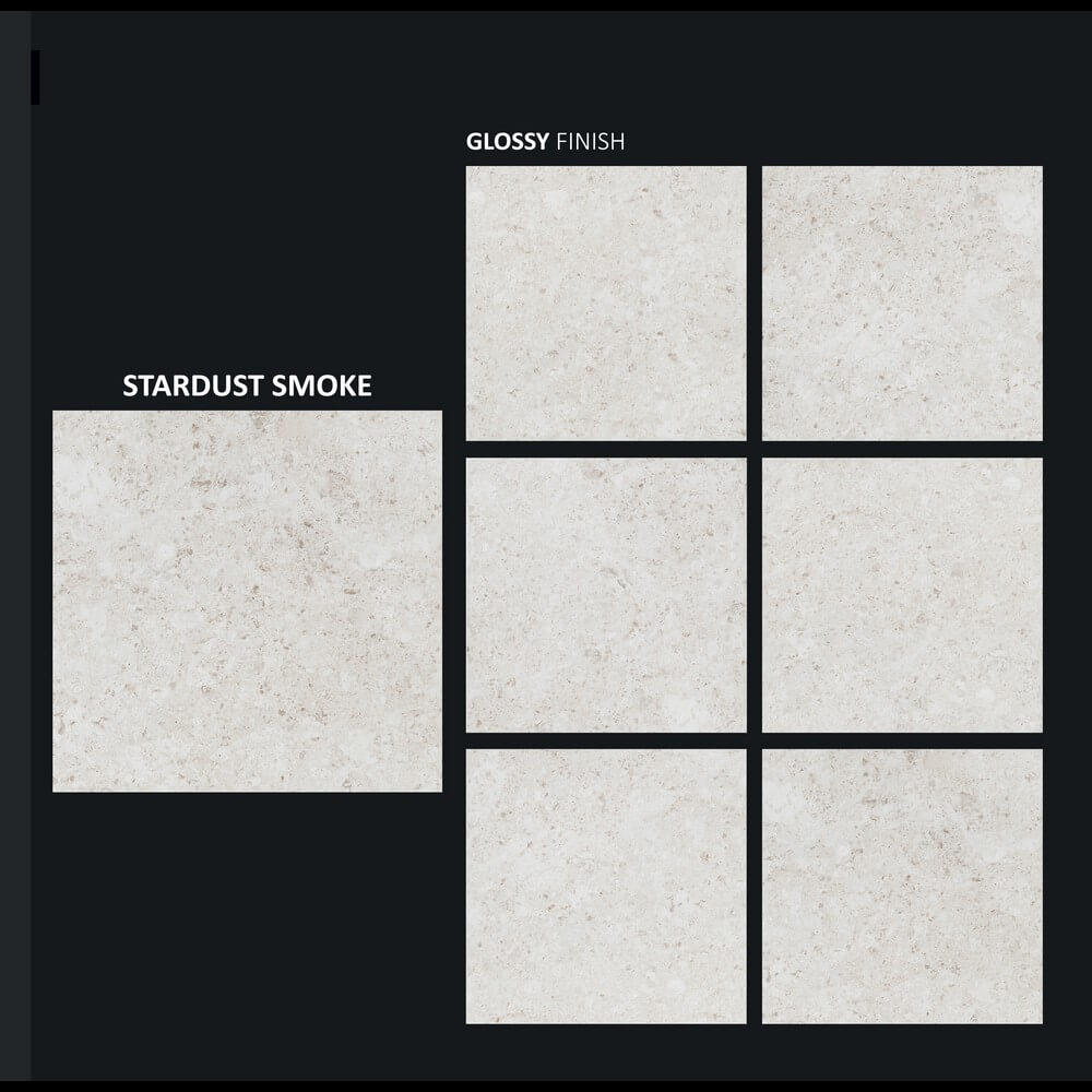 Stardust Smoke Rectified Glossy Stone Effect Porcelain 800x800mm Wall and Floor Tiles