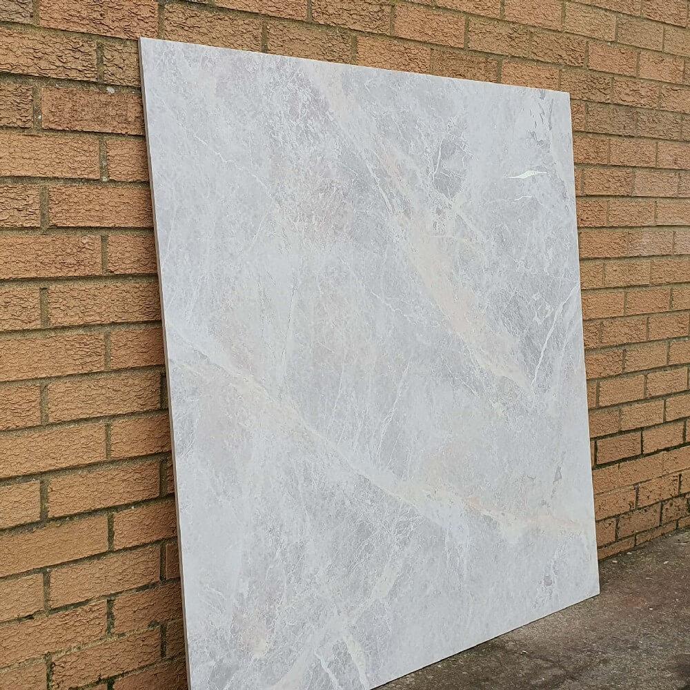 Stark Crema Rectified Large Format Polished Stone Effect Porcelain 1200x1200mm Floor & Wall Tiles