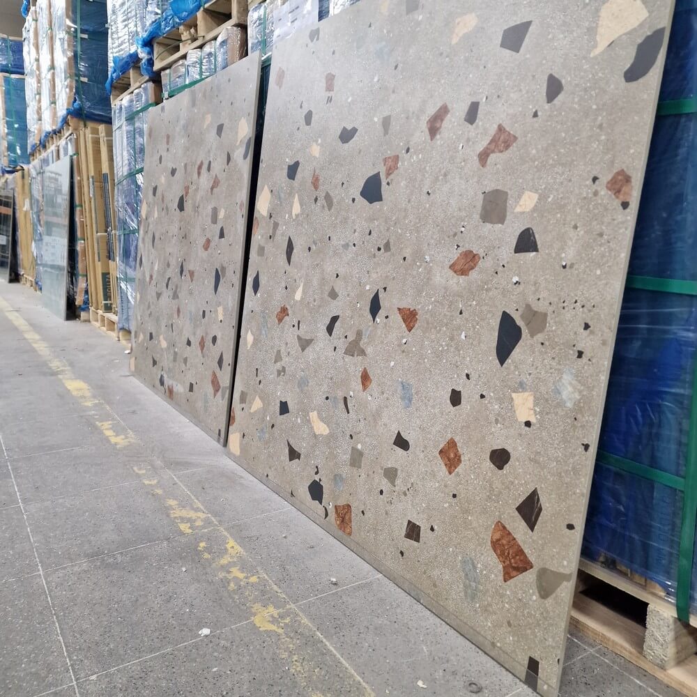Terrazzo Verde Rectified Matt Stone Effect Porcelain 1000x1000mm Wall and Floor Tiles