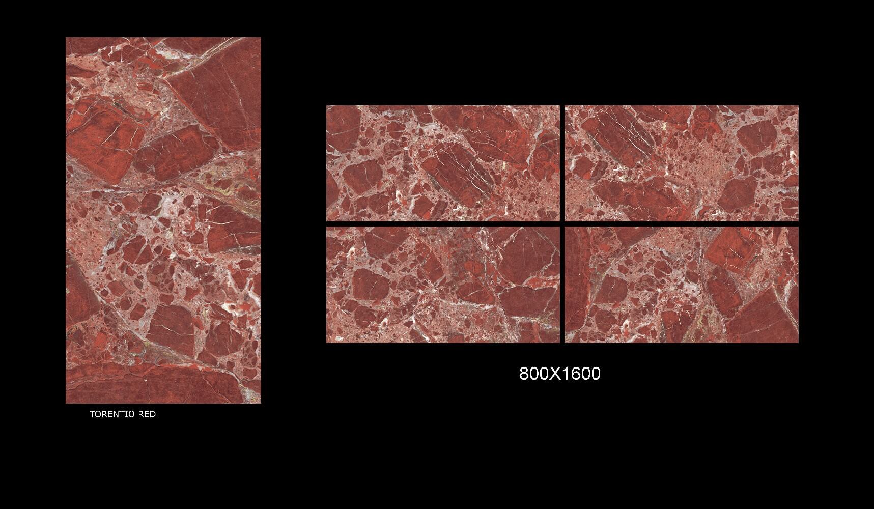 Torentio Red Rectified Large Format Exotic Surface Stone Effect Porcelain 800x1600mm Floor & Wall Tiles