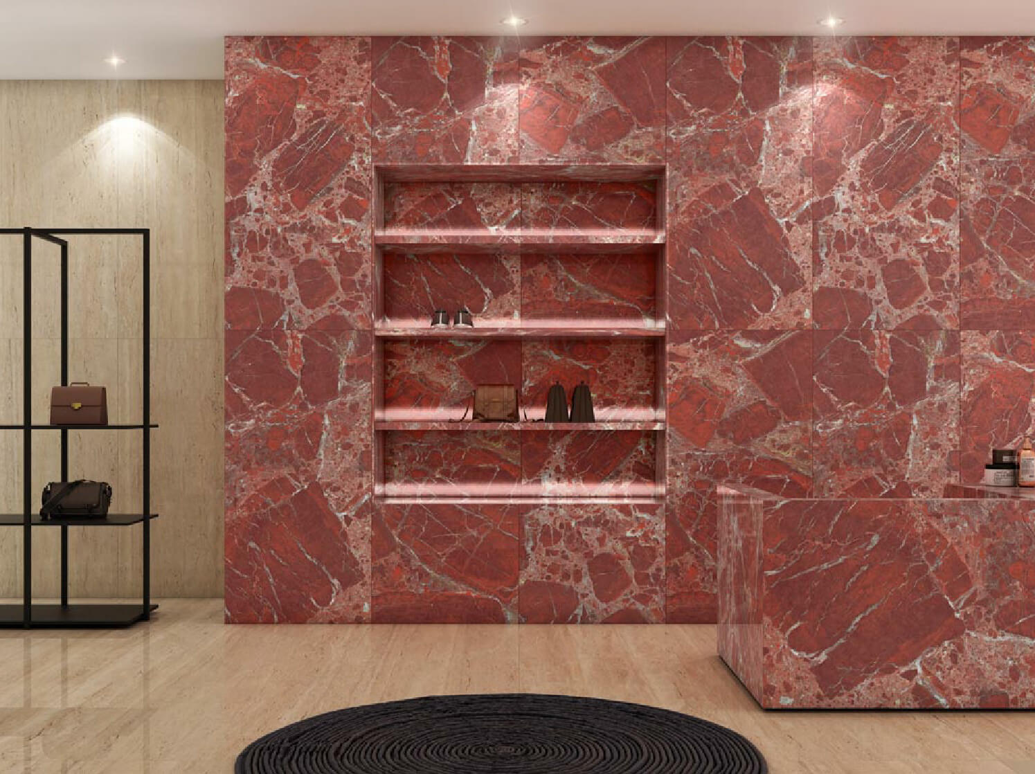 Torentio Red Rectified Large Format Exotic Surface Stone Effect Porcelain 800x1600mm Floor & Wall Tiles