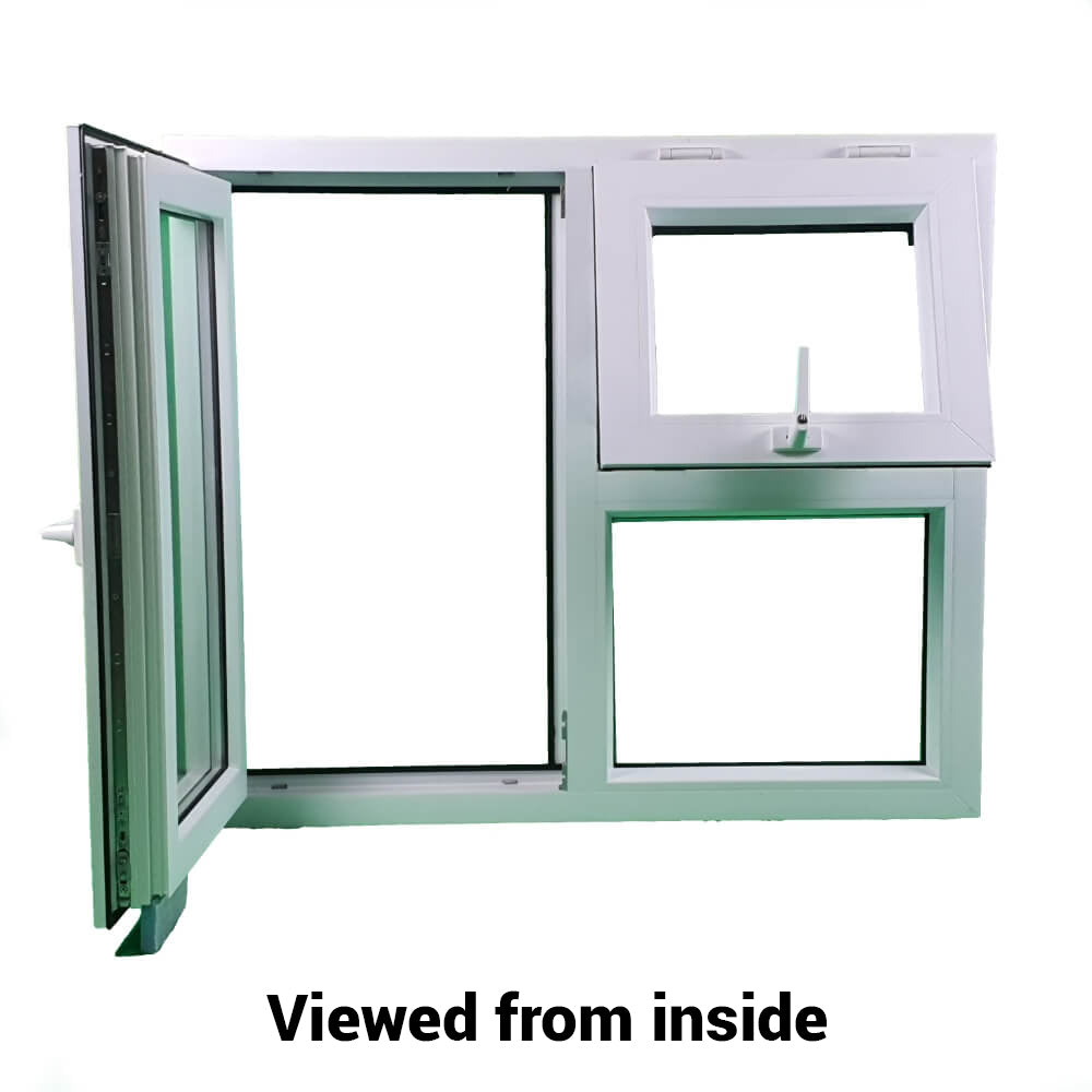 uPVC Left or Right & Top Hung Tilt and Turn Double Glazed Window Frame and Glass 70mm UK 2 Gasket Seal - Inside White Outside Anthracite