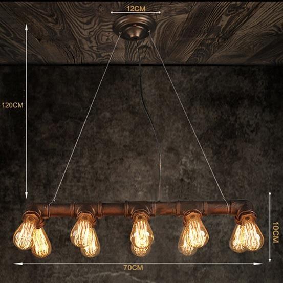 Vintage Industrial Chandelier Ceiling Light Steampunk Lamp Retro Metal Water Pipe LED Light - Decoridea