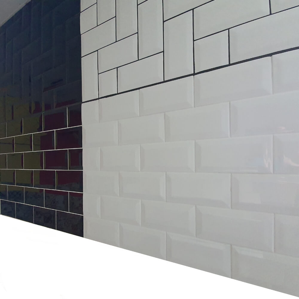 White Metro Brick Tiles 100x200mm Diamond Decorative Polished Wall Tile
