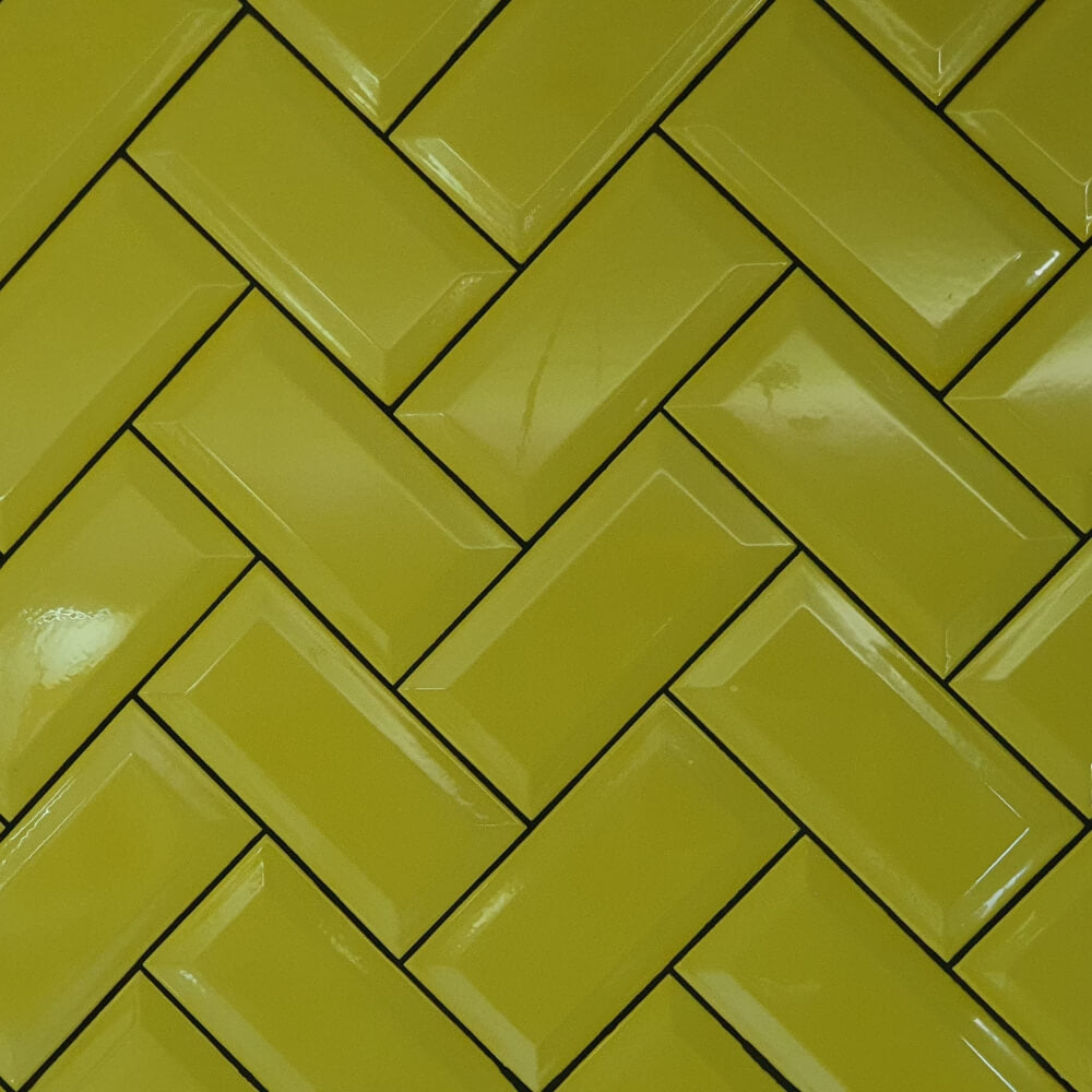 Yellow Metro Brick Tiles 100x200mm Diamond Decorative Polished Wall Tile