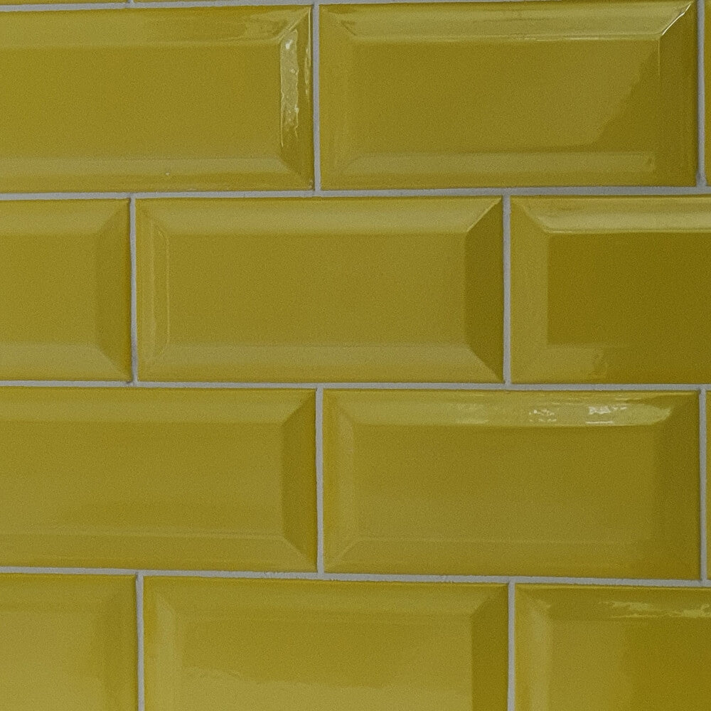 Yellow Metro Brick Tiles 100x200mm Diamond Decorative Polished Wall Tile