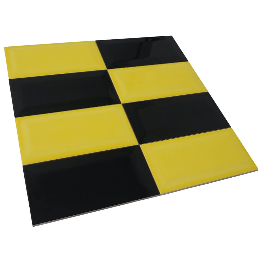 Yellow Metro Brick Tiles 100x200mm Diamond Decorative Polished Wall Tile