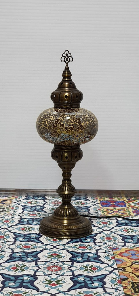 Golden Turkish Tiffany Mosaic Oriental Decorative Tall Table Lamp LED Light From £37.90 - Decoridea.co.uk