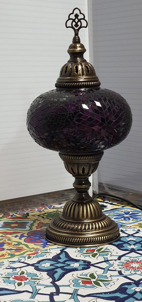 Purple Flower Pattern Turkish Tiffany Mosaic Oriental Decorative Table Lamp LED Light From £31.90 - Decoridea.co.uk