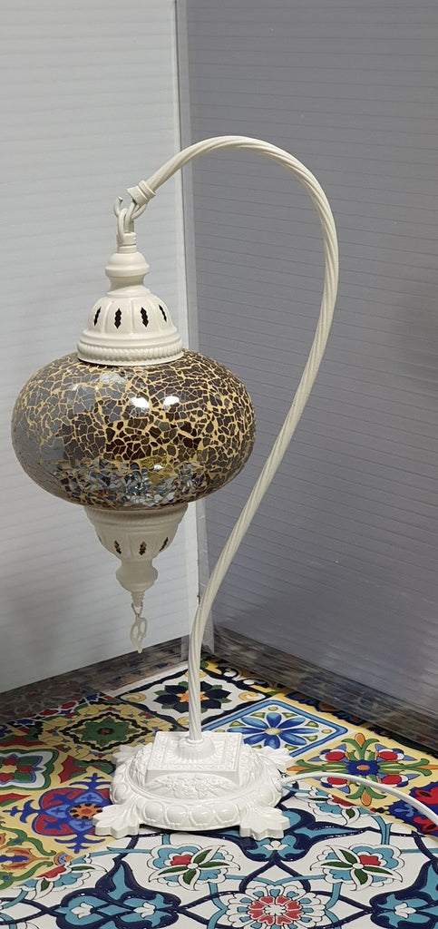 Golden Turkish Tiffany Mosaic Swan Neck Table Lamp LED Light size 4 From £34.90 - Decoridea.co.uk
